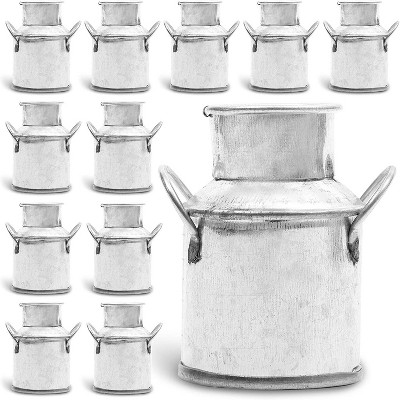 Juvale 12 Pack Mini Galvanized Metal Jug for Holidays, Weddings and Home Decorations, 1" x 1.37" x 2"