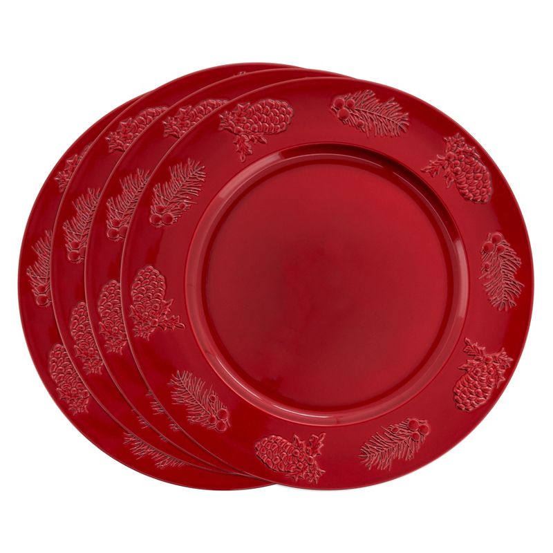 Saro Lifestyle Christmas Charger Plates With Holly Berry Design (Set of 4), 3 of 5