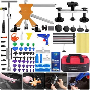 Auto Body Dent Repair Kit, Paintless Dent Removal Kit Car Dent Removal Tools Dent Puller Kit W/Rubber Hammer, Bridge Puller, Hot Melt Adhesive Strip - 1 of 4