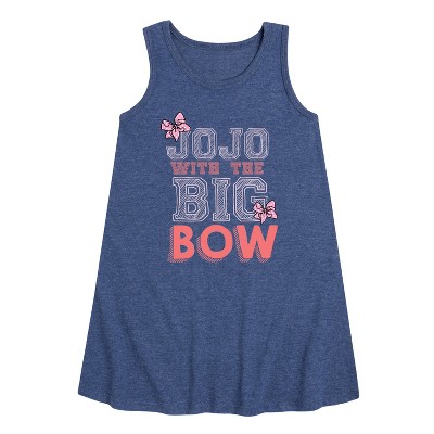 JoJo Siwa Big Bow Jojo Graphic Sleeveless Aline Dress - Heather Navy - Large