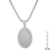Steeltime 24" Men's stainless steel and simulated diamonds Our Lady of Guadalupe oval pendant. Color Options: Silver, Gold, Black - 3 of 4