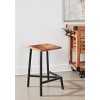Set of 2 Hill Crest Backless Counter Height Barstools Brown - Treasure Trove Accents: Iron Frame, 24" Fixed Seat Height - 3 of 4