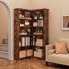 Homhougo 72" L-Shaped Corner Bookshelf, 5-Tier Wood Bookcase with Anti-Tip Design for Living Room, Office, Easy Assembly Rustic Storage Shelf - 3 of 4