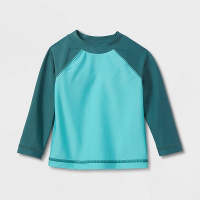 Baby Long Sleeve Raglan Rash Guard Swim Shirt - Cat & Jack™ Turquoise Blue