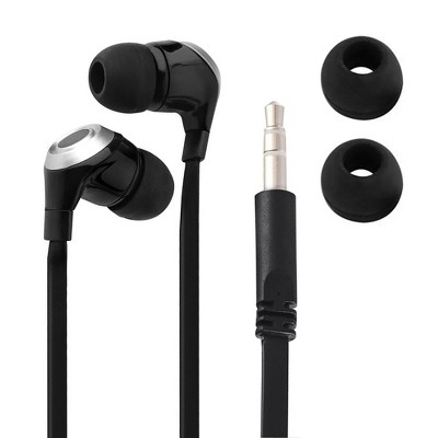 Insten 3.5mm Wired Earbuds - In-Ear Stereo Earphones & Headset for Android Smartphones, PC, Laptops, Black/Silver
