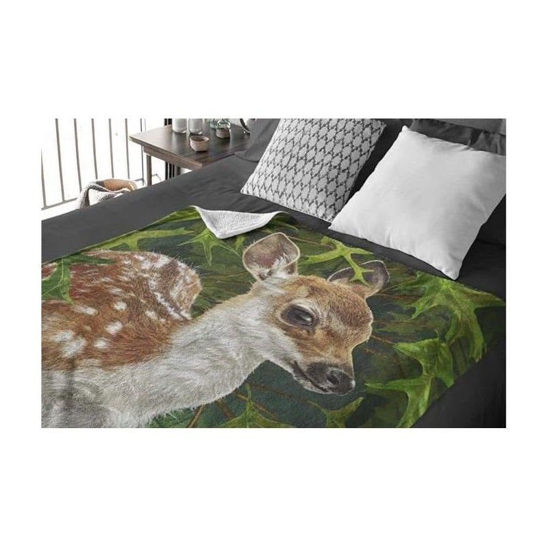 Dawhud Direct 50" x 60" Forest Fawn Fleece Throw Blanket for Women, Men and Kids, 4 of 6