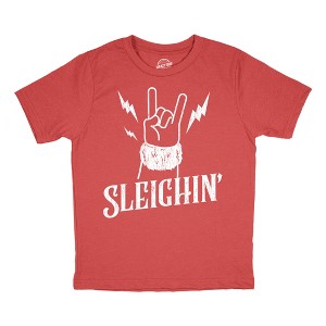 Youth Funny T Shirts Sleighin Sarcastic Santa Claus Graphic Novelty Tee for Kids - Crazy Dog Youth T Shirt Gift For Christmas - 1 of 4