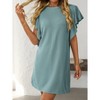 Womens Mini Dress Crew Neck Ruched Sleeve Striped Tee Shirt Dress Summer Fashion Casual Tshirt Dress - 2 of 4