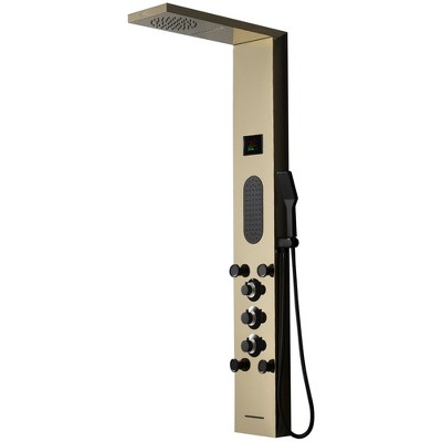 BWE 5-jet shower panel system with rain shower head and shower rail, shower tower with LED light