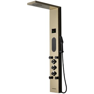 BWE 5-jet shower panel system with rain shower head and shower rail, shower tower with LED light - 1 of 4