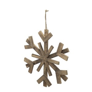 Dexmalle Set of 2 Large Fir Wood Snowflake Ornaments for Christmas Tree - 1 of 4