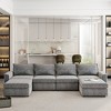 Whisen Modular Sectional Sofa, U-shaped Chenille Cloud Couch set with Ottomans, Free Combination - Gray - 2 of 4