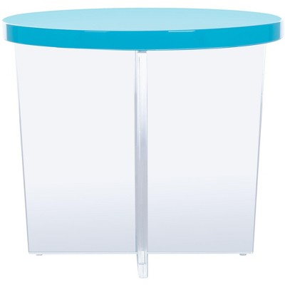 Edwards Turquoise Round Acrylic Accent Table with Clear Base