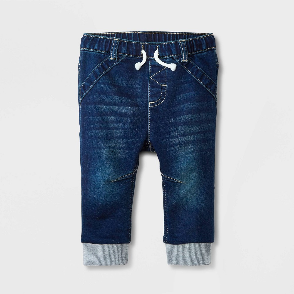 Baby Boys' Denim Pants - Cat & Jack™ Dark Wash 0/3 months