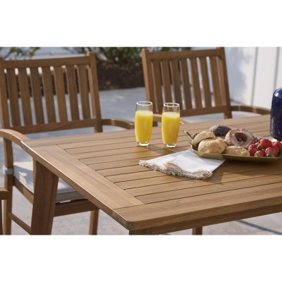 Light Brown Solid Acacia Wood Rectangular Outdoor Dining Table