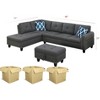 MYINDA Sectional Couches for Living Room, 98'' Modular Sectional Sofa with Ottoman and 2 Cup Holders, Light Gray - 2 of 4