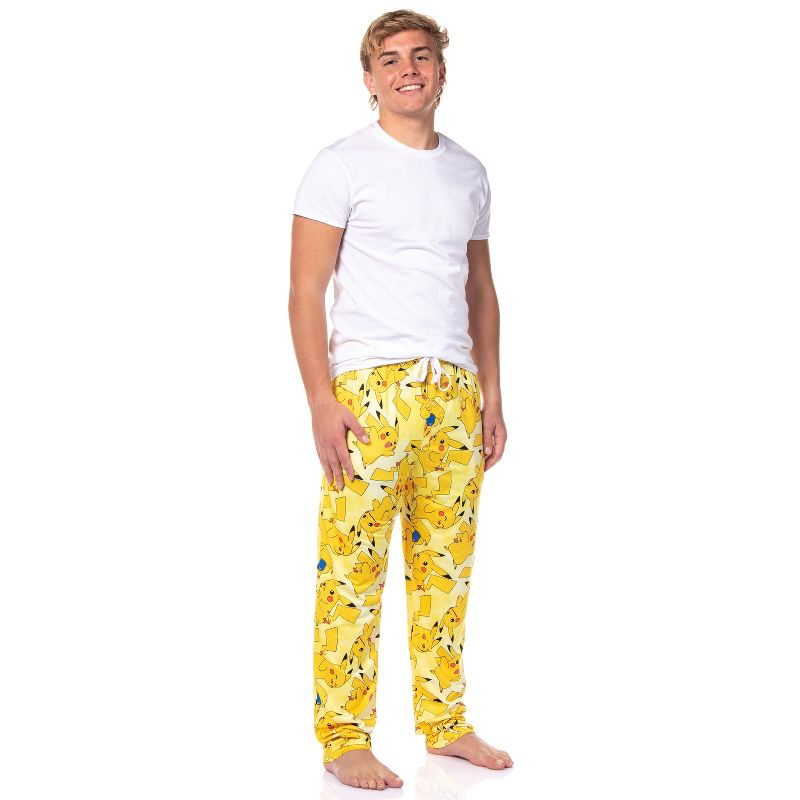 Pok�mon Men's Pikachu Allover Character Subtle Tie Dye Adult Pajama Pants, 2 of 5