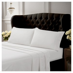 Egyptian Cotton Sateen Deep Pocket Solid Sheet Set (Queen) 4pc White 500 Thread Count - Tribeca Living