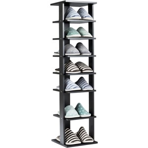Tangkula 7-Tier Shoe Rack Free Standing Shelving Storage Organizer Compact Design Black - 1 of 4