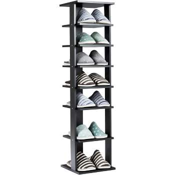 Tangkula 7-Tier Shoe Rack Free Standing Shelving Storage Organizer Compact Design Black