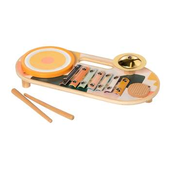 Manhattan Toy Beats to Go Wooden Toddler and Preschool Musical Learning Toy with Xylophone, Drum, Cymbal and Washboard