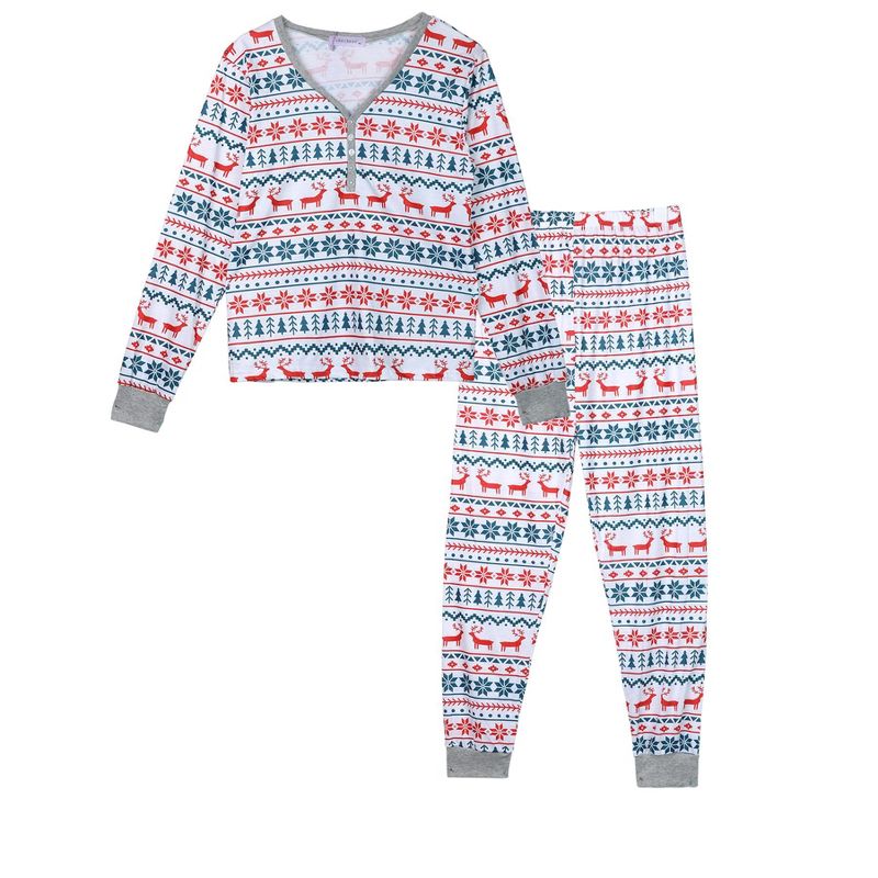 cheibear Christmas Sleepwear Long Sleeve Tee with Pants Loungewear Family Pajama Sets, 2 of 5