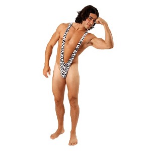 Orion Costumes Borat Mankini Thong Swimsuit (zebra Print) Adult Costume - 1 of 4
