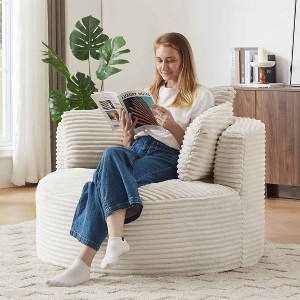 Aukfa 49" Oversized Accent Corduroy Lounge Chair with Memory Foam , No Assembly Required, for Living Room & Bedroom - 1 of 4