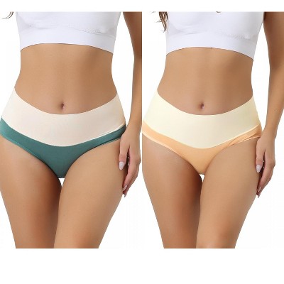 Allegra K Women's High Waist Cotton Comfortable Stretch Soft Tummy Control Briefs 2 Packs