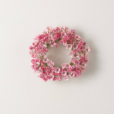 Sullivans Artificial Pink Candle Mini Wreath 10"H