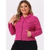 Agnes Orinda Women's Plus Size Classic Denim Long Sleeve with Pockets Fashion Jean Jackets - 2 of 4