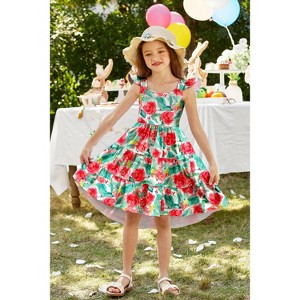 Arshiner Toddler Dress Little Girls Summer Cotton Backless High Low Hem Beach Casual Sundress with Pockets - 1 of 4