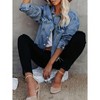 Mocamel Women's Spring and Autumn Single Breasted Fur Edge Denim Jacket Casual Style Light Blue Washable - 3 of 4
