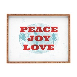 Heather Dutton Peace Joy Love Woodcut Rectangular Tray -Deny Designs - 1 of 2