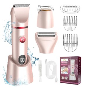 Electric Bikini Trimmer for Women, 3-in-1 Rechargeable Waterproof Shaver for Face, Underarm, Legs, and Bikini Area, Painless Wet & Dry Hair Removal - 1 of 4