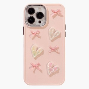 Alilang Heart and Bow Phone Case with Glossy Embellished Design Cute  Protective Cover : Target