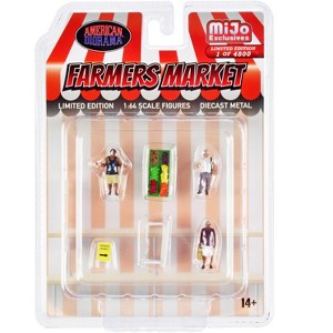 "Farmers Market" 6 piece Diecast Set (3 Figures and 3 Accessories) Ltd Ed to 4800 pcs for 1/64 Scale Models by American Diorama - 1 of 3