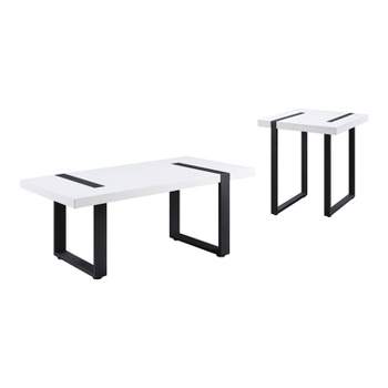 2pc Druse Coffee Table Set White/Black - miBasics