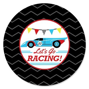 Big Dot of Happiness Let's Go Racing - Racecar - Baby Shower or Race Car Birthday Party Circle Sticker Labels - 24 Count - 1 of 4