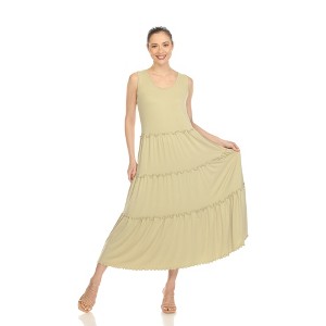 Women's Scoop Neck Tiered Midi Dress - White Mark - 1 of 4