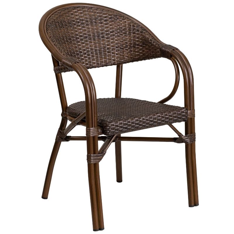 Emma and Oliver Rattan Restaurant Patio Bamboo-Aluminum Frame Chair with Open Back, 1 of 13