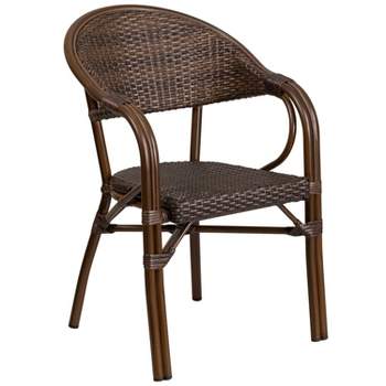 Flash Furniture Milano Series Rattan Restaurant Patio Chair with Bamboo-Aluminum Frame