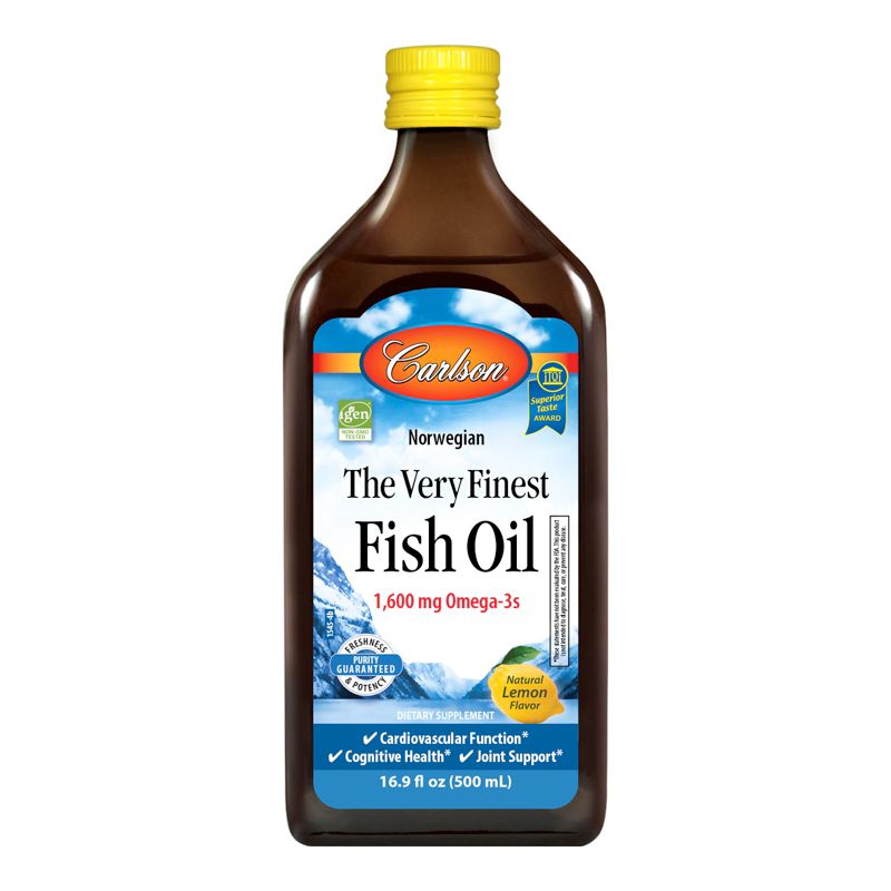 Carlson - The Very Finest Fish Oil, 1600 mg Omega-3s, Norwegian, Wild Caught, Sustainably Sourced, Lemon, 1 of 6