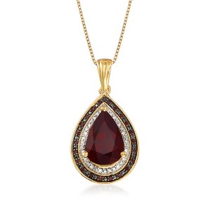 Ross-Simons 4.10 Carat Garnet and .20 ct. t.w. Red and White Diamond Pendant Necklace in 18kt Gold Over Sterling - 1 of 4