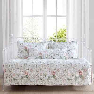 39" X 75" Breezy Floral Daybed Quilt & Sham Bonus Set Pink - Laura Ashley