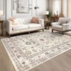 Machine Washable Area Rug Non Slip Backing Rug Vintage Oriental Low Pile Rugs Foldable Floral Print ed Accent Carpet for Bedroom Living Room - 3 of 4