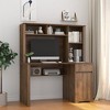 HDZNVF Computer Desk with Hutch and Bookshelf, Wood Executive Desk Teens Student Desk Writing Laptop, Walnut - 2 of 4