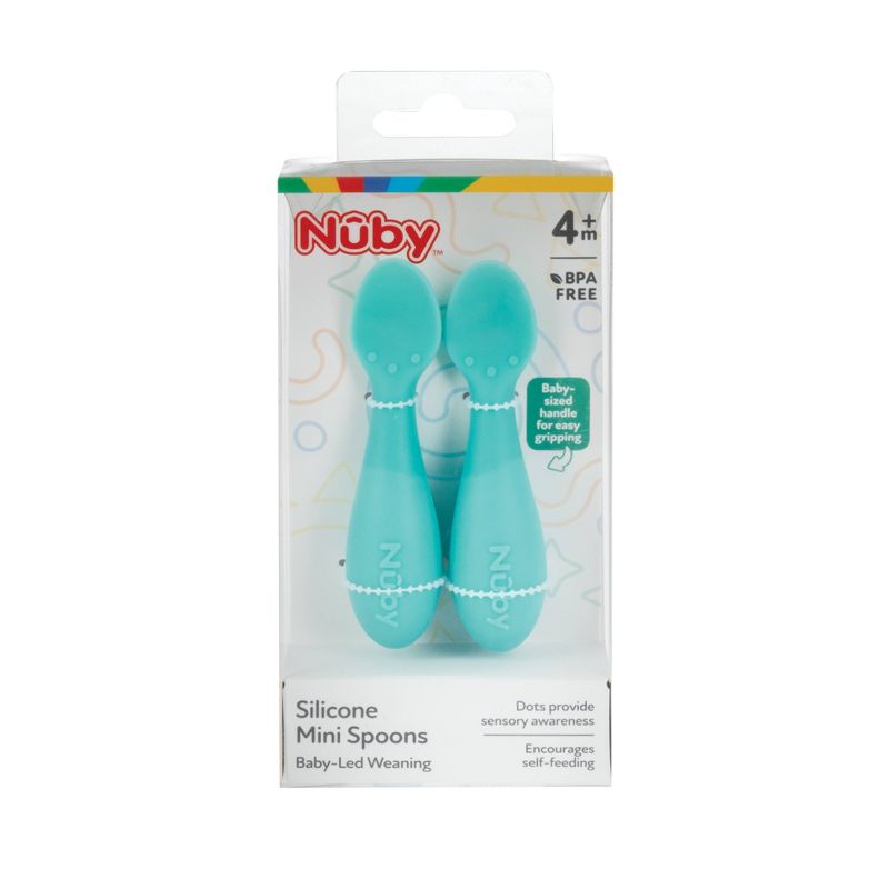 Nuby Silicone Mini Spoons - Aqua - 2pk, 4 of 6