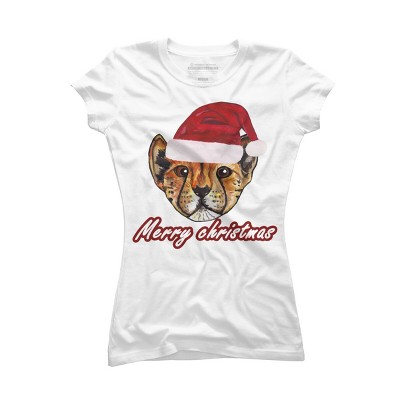 Junior's Design By Humans Christmas cheetah By susserain T-Shirt