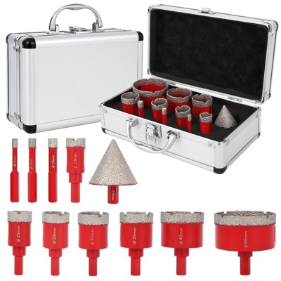 Diamond Tile Hole Saw Kit 10pcs, for Tile Porcelain Ceramic Marble with Chamfer Drill Bit and Hexagonal Shank Adapter